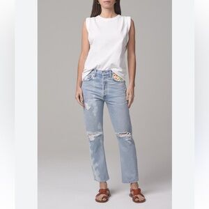 Citizens of Humanity Gia High-Rise Straight Jeans Floral embroidery SIZE 28 NWT